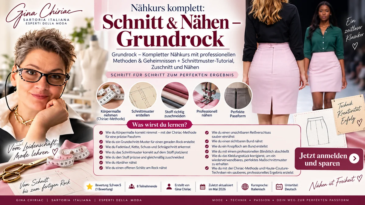 Infografik zum Nähkurs für einen maßgeschneiderten Grundrock